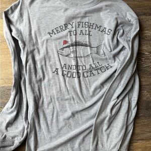 Bass Pro Shops Gray 'Merry Fishmas' Long Sleeve Shirt